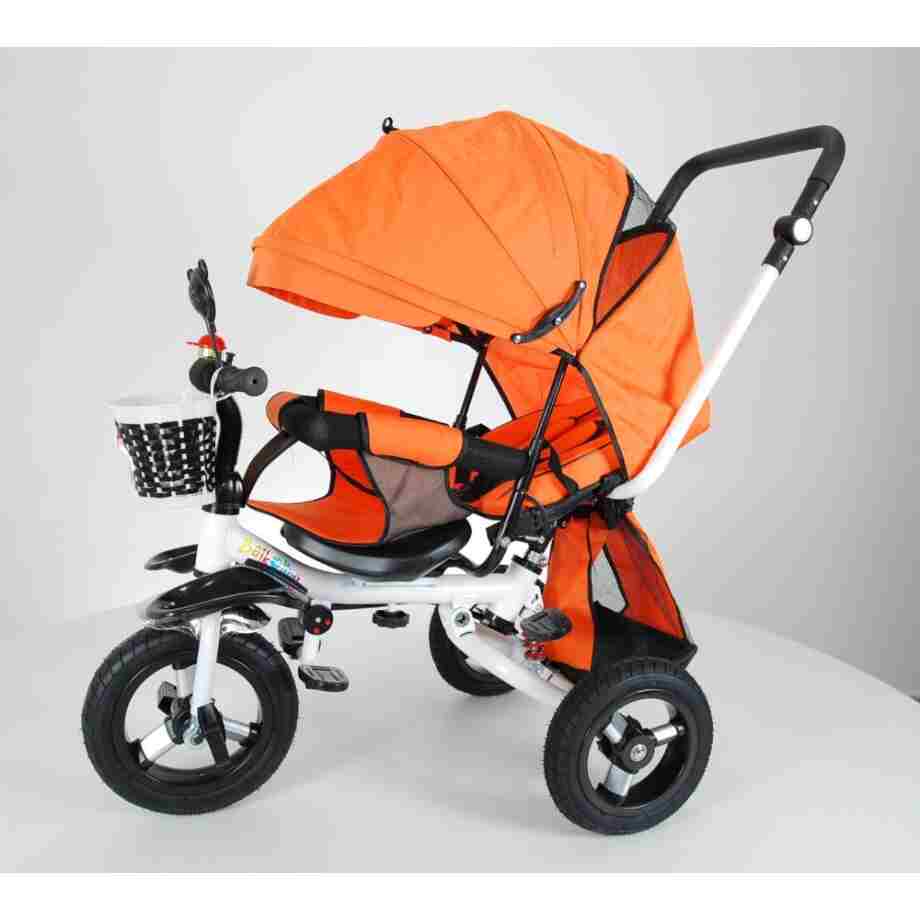 tricikl za decu relax baby roto lux narandzasti sa rotirajucim sedistem i tendom