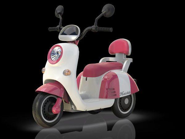 Dečiji motor na akumulator 150 roze retro električni skuter za decu sa baterijom 12V i nosivošću do 40 kg