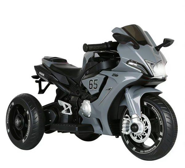 Dečiji motor na akumulator beli stabilan električni motor za decu sa tri točka, multimedijom i svetlosnim efektima