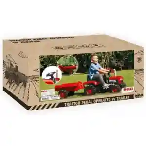 Dolu Traktor sa prikolicom crveni dečiji traktor na pedale za zabavnu vožnju i igru na otvorenom
