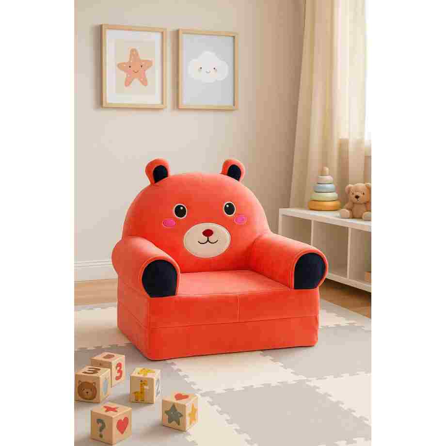 Foteljica za decu FROGY CROWN plišana rasklopiva foteljica za udobno sedenje i odmor mališana