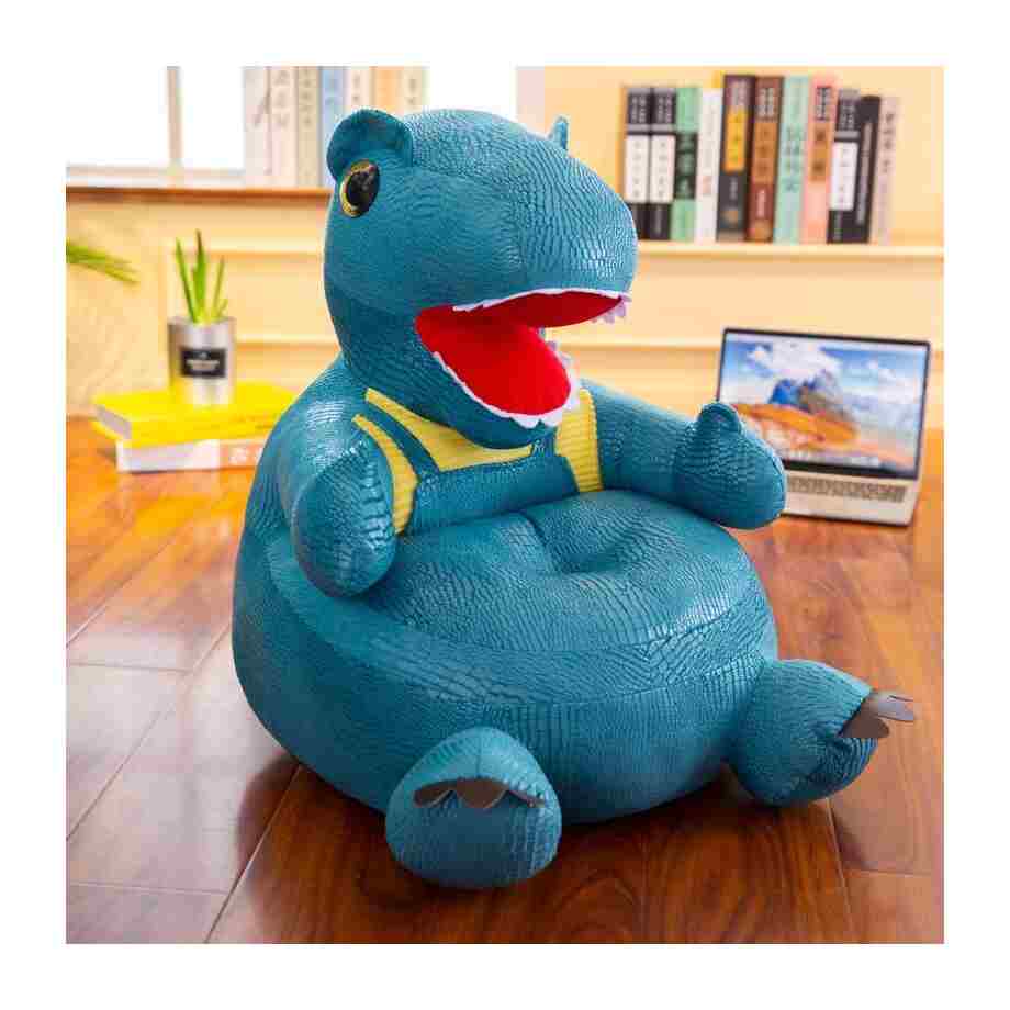 Foteljica za bebe Dino Grey mekana plišana foteljica sa sigurnosnim pojasom za udobno sedenje mališana