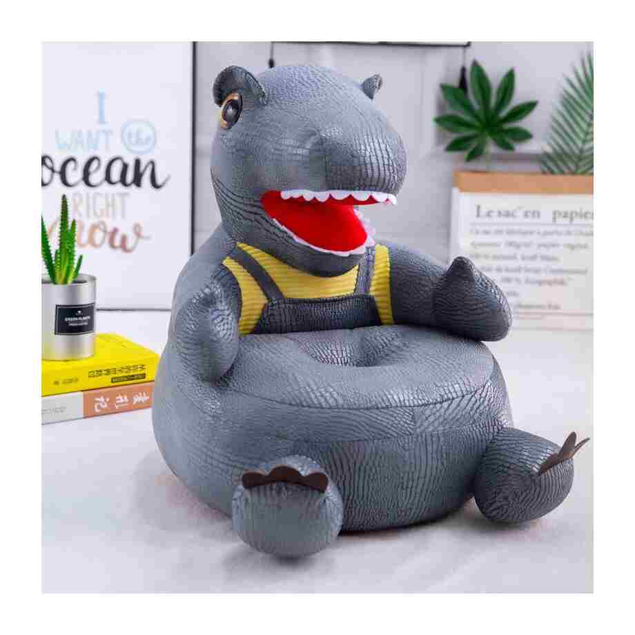 foteljica za bebe dino grey plisana decija foteljica u obliku dinosaurusa