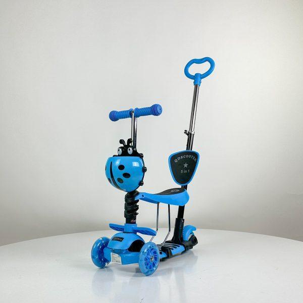 Trotinet Bubamara 5u1 plavi dečiji trotinet sa sedištem i LED točkovima
