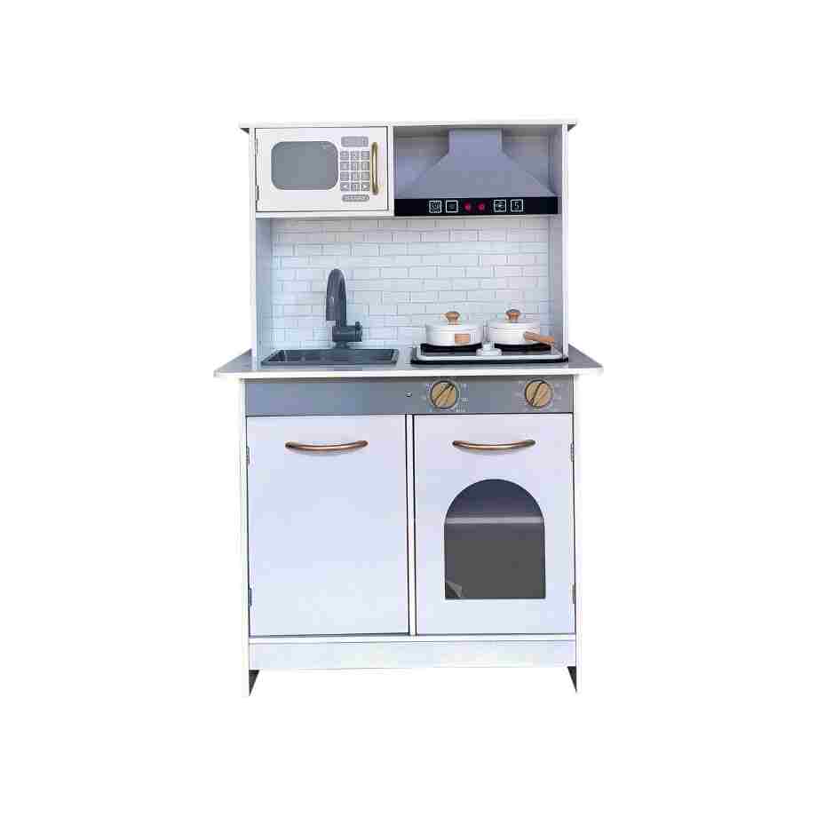 Drvena kuhinja sa zvukom i svetlom W08562 kompaktna kuhinja za igru sa mikrotalasnom i sudoperom