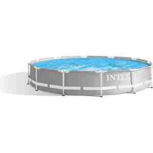 intex prism frame premium bazen 366x76 okrugli bazen svetlo sive boje