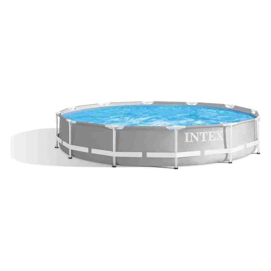 intex prism frame premium bazen 366x76 okrugli bazen svetlo sive boje