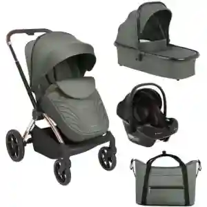 Kikka Boo kolica Kara premium 3in1 Army Green set sa I-Prime I-Size autosedištem pruža sigurnost i udobnost od rođenja do 22 kg