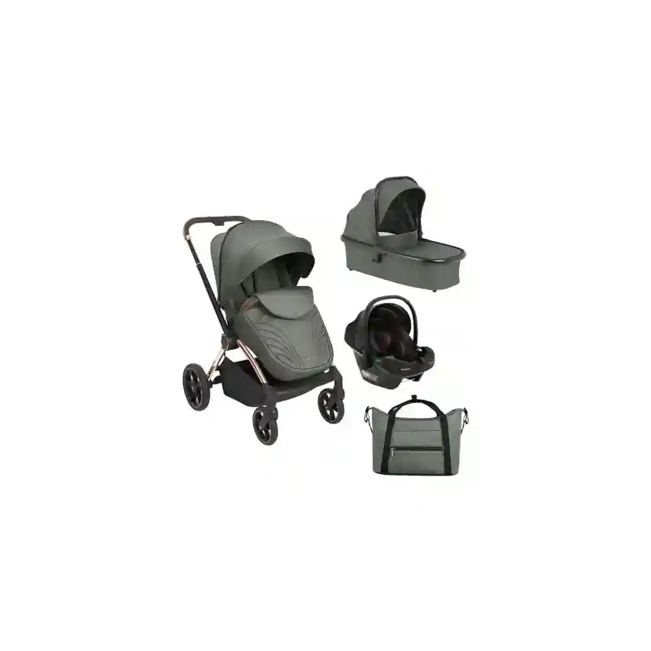 Kikka Boo kolica Kara premium 3in1 Army Green set sa I-Prime I-Size autosedištem pruža sigurnost i udobnost od rođenja do 22 kg