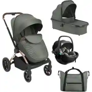 Kikka Boo kolica Kara premium 3in1 Army Green set sa I-Xtend I-Size autosedištem pruža sigurnost i udobnost od rođenja do 22 kg