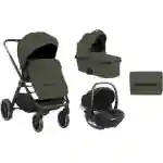 Kikka Boo kolica Tiffany 3in1 Army Green premium set sa tvrdom korpom i I-Size autosedištem pruža sigurnost i udobnost od rođenja