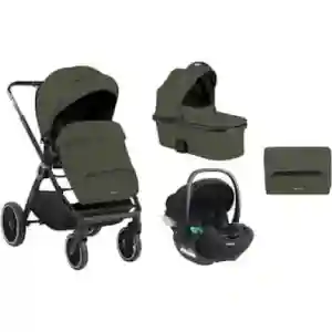 Kikka Boo kolica Tiffany 3in1 Army Green premium set sa tvrdom korpom i I-Size autosedištem pruža sigurnost i udobnost od rođenja