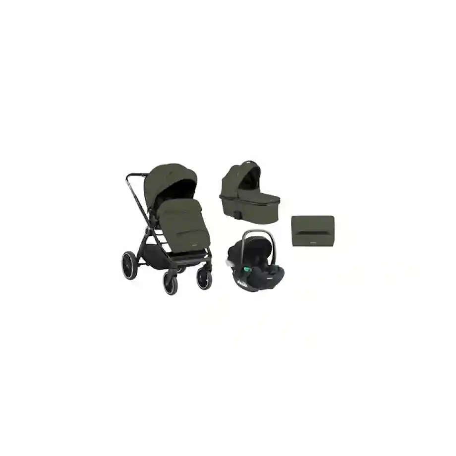 Kikka Boo kolica Tiffany 3in1 Army Green premium set sa tvrdom korpom i I-Size autosedištem pruža sigurnost i udobnost od rođenja