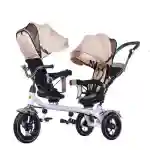 Tricikl Playtime TWINS sa rotirajućim sedištem bez Tricikl Playtime TWINS sa rotirajućim sedištem sivi tricikl za dvoje dece sa stabilnim točkovima i metalnim ramom