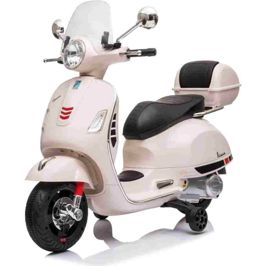 vespa motor za decu bela elektricni skuter sa led svetlima i pomocnim tockicima