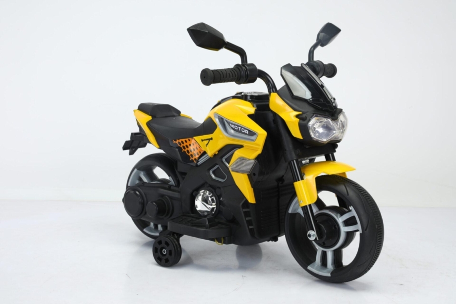 zuti-1-scaled Žuti dečiji motor na akumulator 6V sa pomoćnim točkovima