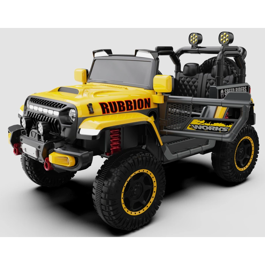 029599 džip rubbion 12v žuti žuti električni džip rubbion 12v sa daljinskim upravljačem za decu