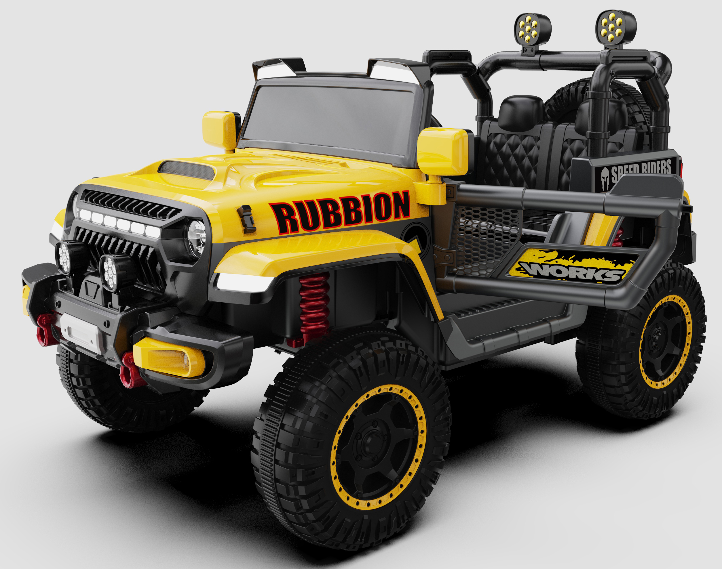 029599 džip rubbion 12v žuti žuti električni džip rubbion 12v sa daljinskim upravljačem za decu