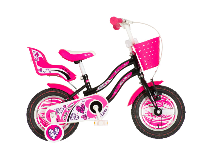 Bicikl kids visitor heart 12" 7" v-brake kontra 95-115cm (12") crno roze