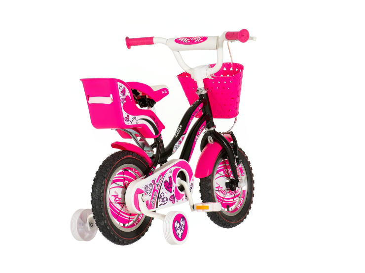 Bicikl kids visitor heart 12" 7" v-brake kontra 95-115cm (12") crno roze