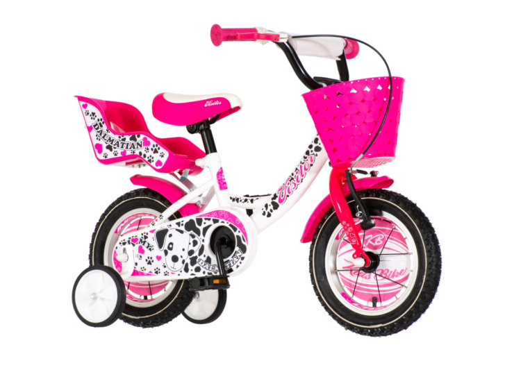 1120062-03 Bicikl kids visitor dalmatian 12" 7" v-brake kontra 95-115cm (12") belo roze