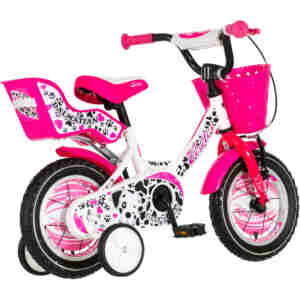 Bicikl kids visitor dalmatian 12" 7" v-brake kontra 95-115cm (12") belo roze Bicikl kids visitor dalmatian 12" 7" v-brake kontra 95-115cm (12") belo roze - Slika 3