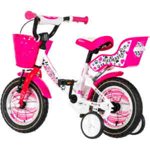 Bicikl kids visitor dalmatian 12" 7" v-brake kontra 95-115cm (12") belo roze Bicikl kids visitor dalmatian 12" 7" v-brake kontra 95-115cm (12") belo roze - Slika 4