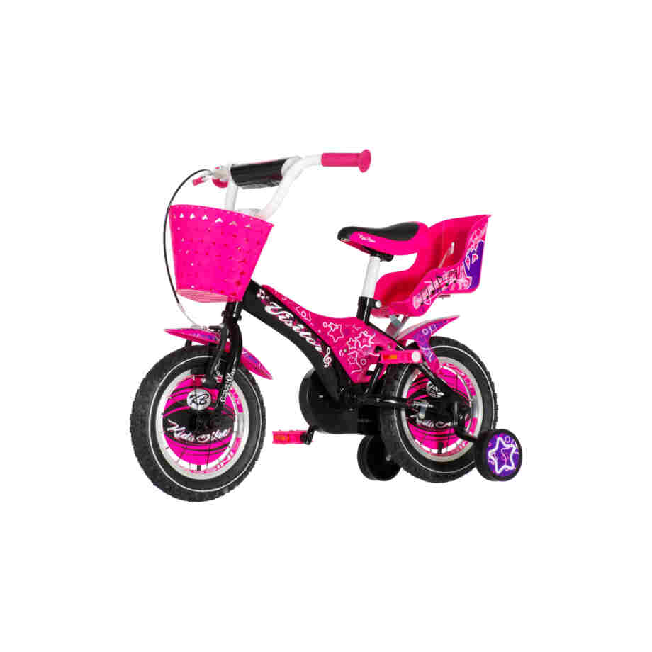 Bicikl kids visitor star 12" 9" v-brake kontra 95-115cm (12") crno ljubičasti Bicikl kids visitor star 12" 9" v-brake kontra 95-115cm (12") crno ljubičasti