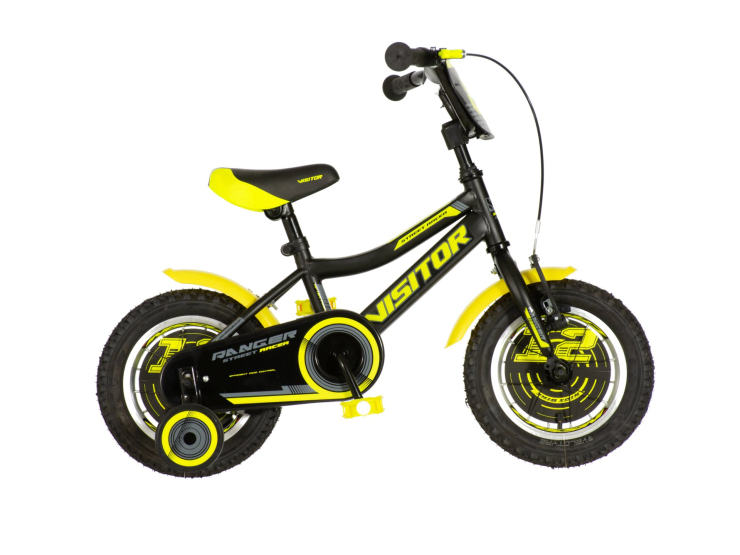 Bicikl kids visitor ranger 12" 8" v-brake kontra 95-115cm (12") crno žuti polu mat Bicikl kids visitor ranger 12" 8" v-brake kontra 95-115cm (12") crno žuti polu mat
