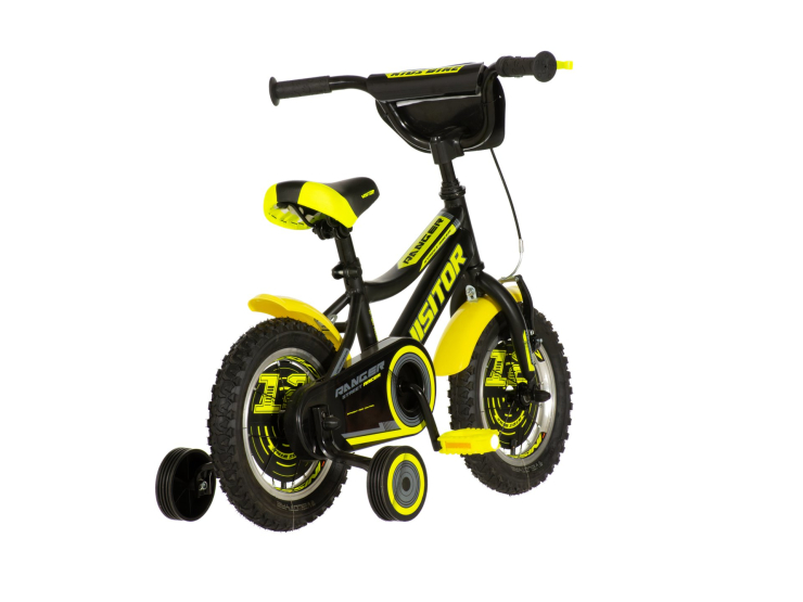 Bicikl kids visitor ranger 12" 8" v-brake kontra 95-115cm (12") crno žuti polu mat Bicikl kids visitor ranger 12" 8" v-brake kontra 95-115cm (12") crno žuti polu mat