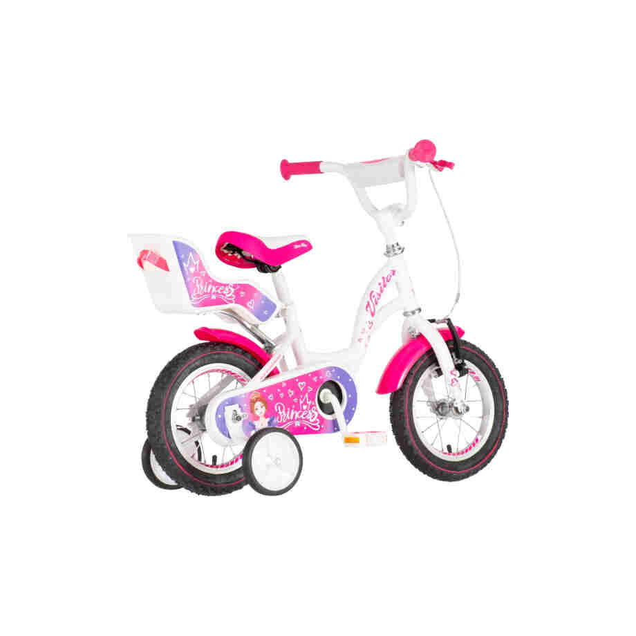 bicikl kids visitor princess 12 inča belo roze perla za devojčice