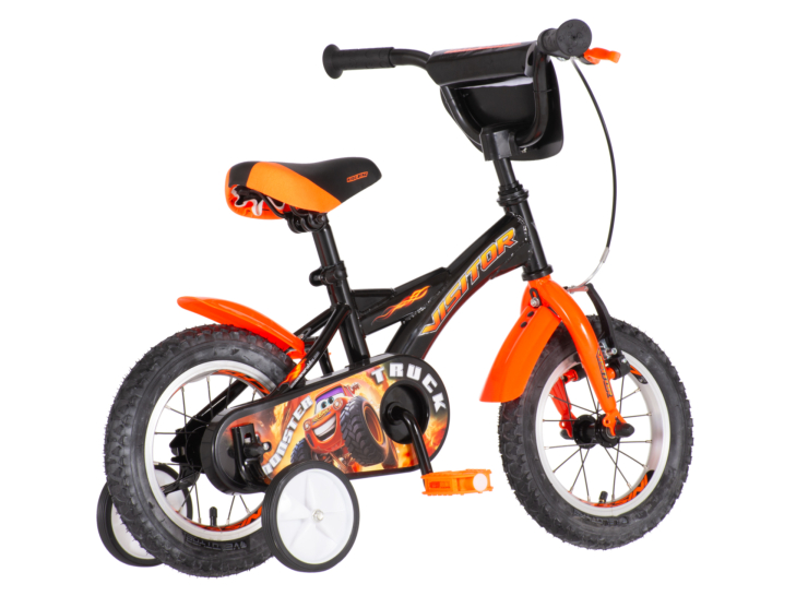 Bicikl kids visitor truck 12" 7" v-brake kontra 95-115cm (12") crno narandžasti uv bicikl kids visitor truck 12 visitor truck bicikl 12 inča crno narandžasti sa anatomskim sedištem