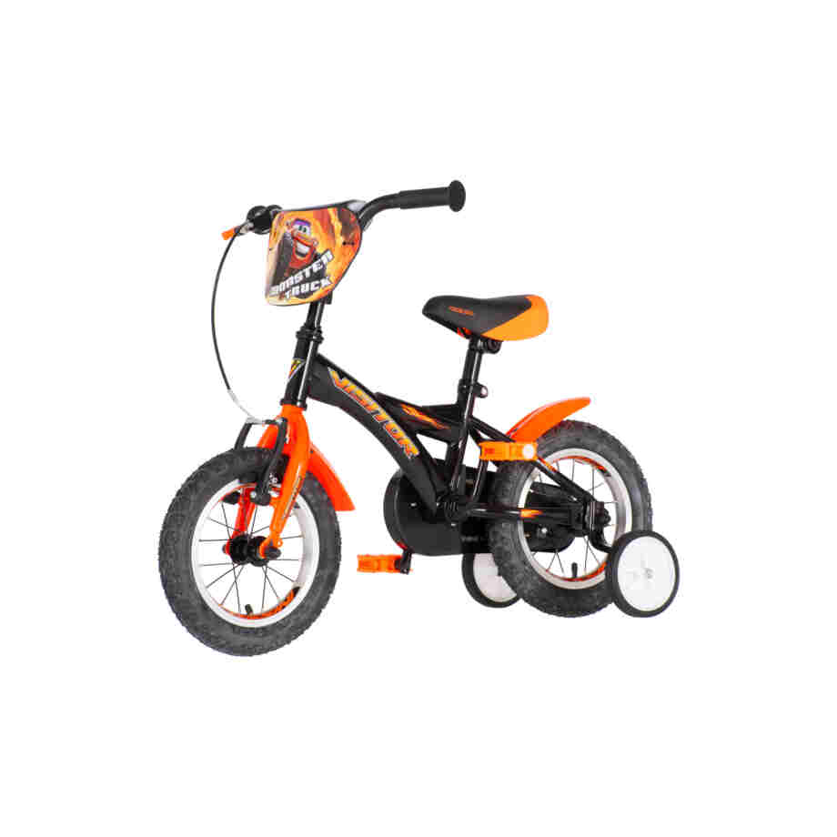 Bicikl kids visitor truck 12" 7" v-brake kontra 95-115cm (12") crno narandžasti uv bicikl kids visitor truck 12 visitor truck bicikl 12 inča crno narandžasti sa anatomskim sedištem