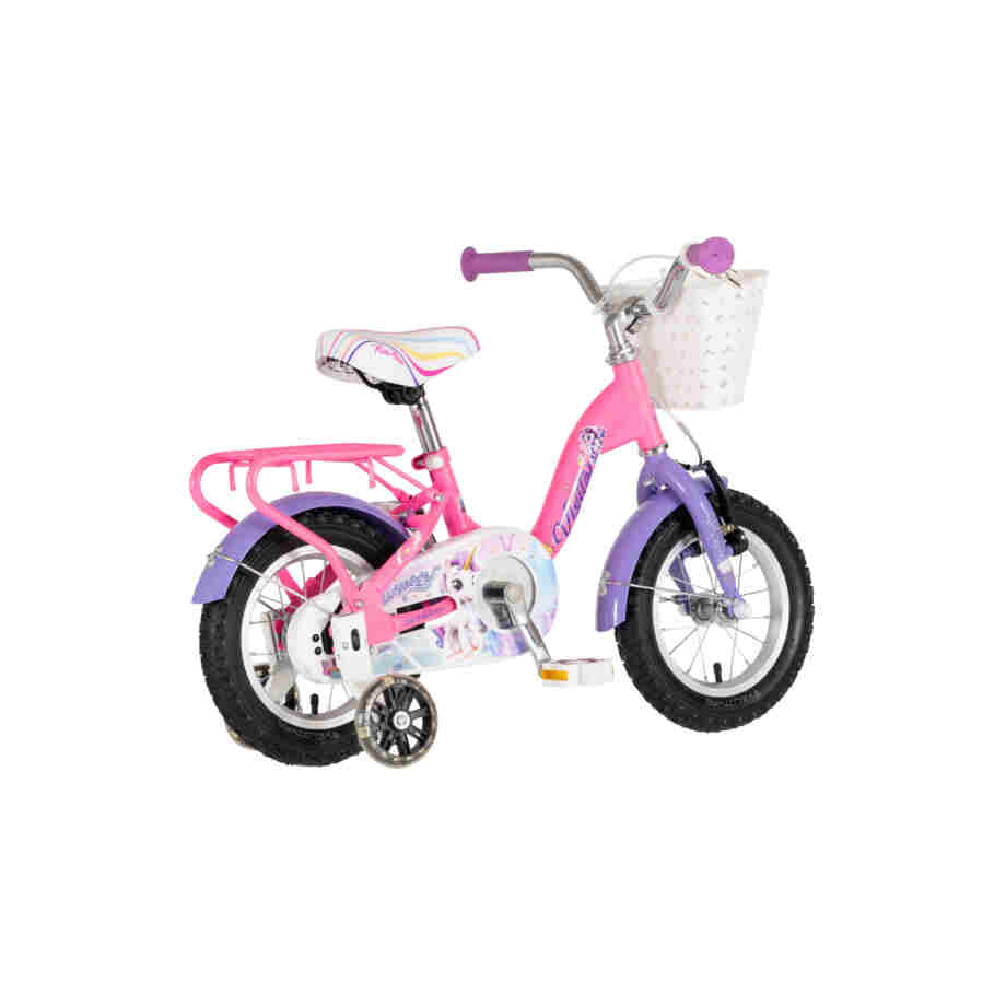 Bicikl kids visitor unicorn 12" v-brake kontra 95-115cm (12") roze uv sjaj bicikl kids visitor unicorn 12 visitor unicorn 12 roze dečiji bicikl sa pomoćnim točkićima i