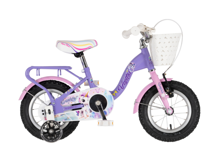 Bicikl kids visitor unicorn 12" 8" v-brake kontra 95-115cm (12") ljubičasti bicikl kids visitor unicorn 12 visitor unicorn 12 dečiji bicikl ljubičasti sa pomoćnim točkićima