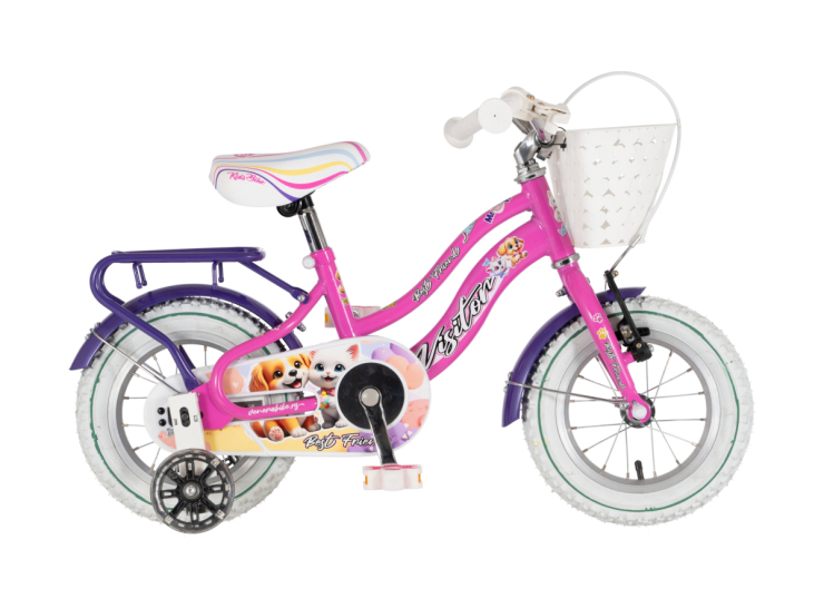 Bicikl kids visitor best friend 12" 8" v-brake kontra 95-115cm (12") roze neon uv sjaj bicikl kids visitor best friend visitor best friend 12 dečiji bicikl roze neon uv sjaj