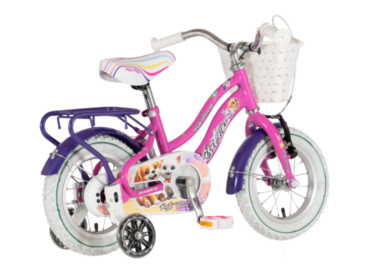 Bicikl kids visitor best friend 12" 8" v-brake kontra 95-115cm (12") roze neon uv sjaj bicikl kids visitor best friend visitor best friend 12 dečiji bicikl roze neon uv sjaj
