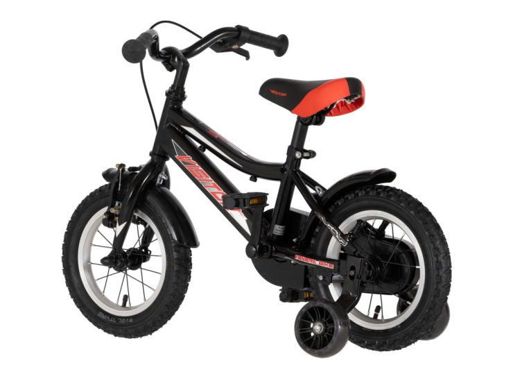 Bicikl kids visitor redstriker 12" 8" v-brake kontra 95-115cm (12") crno crveni bicikl kids visitor redstriker 12 dečiji bicikl visitor redstriker 12 inča crno crveni sa pomoćnim