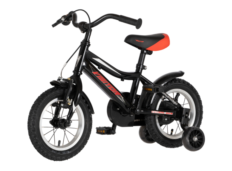 Bicikl kids visitor redstriker 12" 8" v-brake kontra 95-115cm (12") crno crveni bicikl kids visitor redstriker 12 dečiji bicikl visitor redstriker 12 inča crno crveni sa pomoćnim