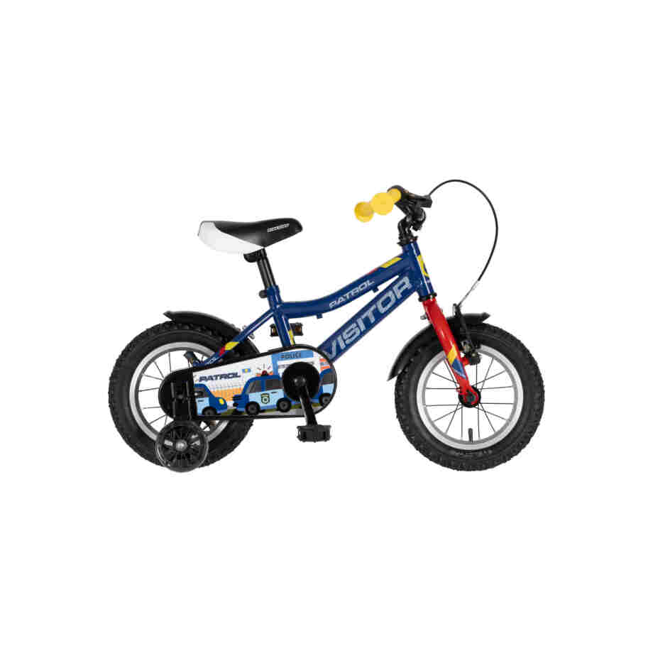 Bicikl kids visitor patrol 12" 8" v-brake kontra 95-115cm (12") plavi perla bicikl kids visitor patrol 12 visitor patrol 12 dečiji bicikl plavi perla sa pomoćnim točkićima
