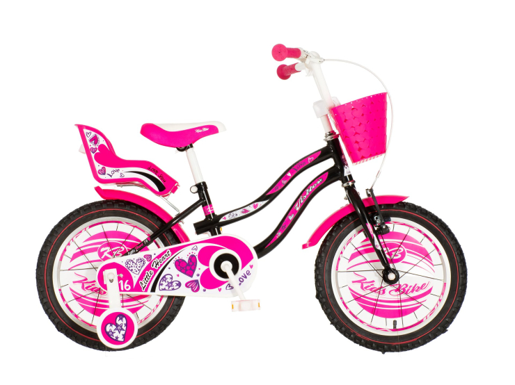 Bicikl kids visitor heart 16" 9" v-brake kontra 105-125cm (16") crno roze