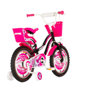 Bicikl kids visitor heart 16" 9" v-brake  kontra 105-125cm (16") crno roze - Slika 3