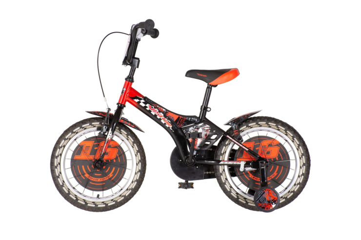 Bicikl kids visitor nitro 16" 10" v-brake kontra 105-125cm (16") crno crvenii dečiji bicikl kids visitor nitro 16 crno crveni sa pomoćnim točkićima
