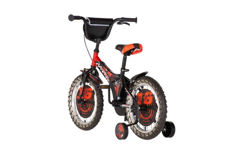 Bicikl kids visitor nitro 16" 10" v-brake kontra 105-125cm (16") crno crvenii dečiji bicikl kids visitor nitro 16 crno crveni sa pomoćnim točkićima