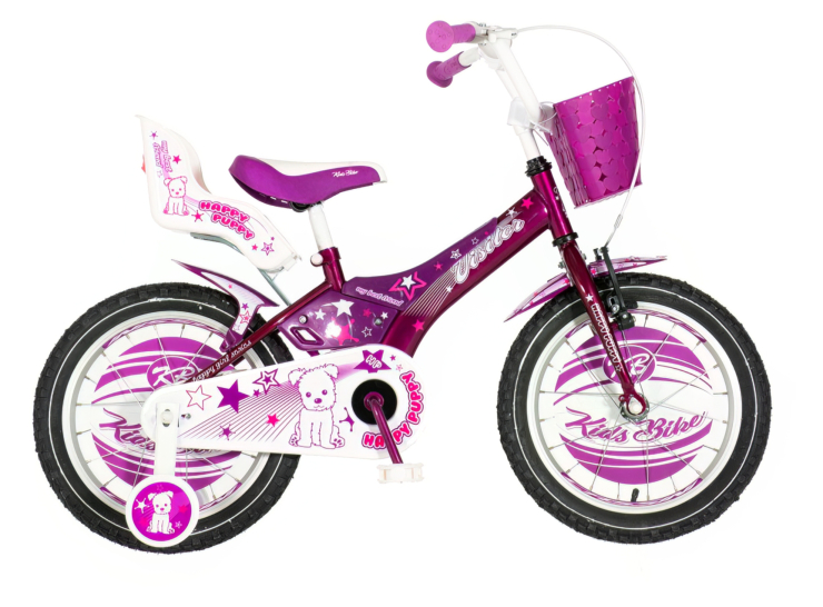 Bicikl kids visitor happy 16" 10" v-brake kontra 105-125cm (16") ljubičasti perla sjaj uv
