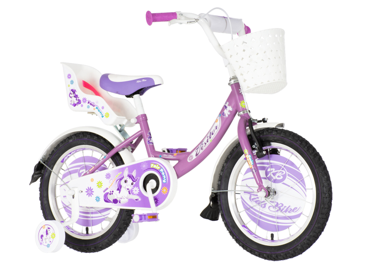1160022 Bicikl kids visitor pony 16" 8" v-brake kontra 105-125cm (16") ljubičasti perla