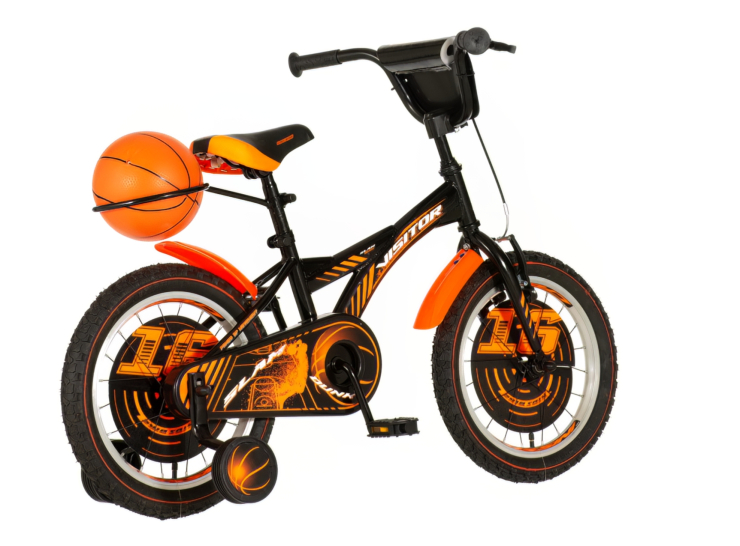 Bicikl kids visitor basket 16" 9" v-brake kontra 105-125cm (16") crno narandžasti polu mat bicikl kids visitor basket 16 dečiji bicikl visitor basket 16 inča crno narandžasti sa pomoćnim