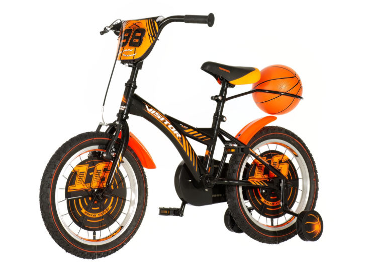 Bicikl kids visitor basket 16" 9" v-brake kontra 105-125cm (16") crno narandžasti polu mat bicikl kids visitor basket 16 dečiji bicikl visitor basket 16 inča crno narandžasti sa pomoćnim