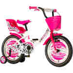 Bicikl kids visitor dalmatian 16" 8" v-brake kontra 105-125cm (16") belo roze Bicikl kids visitor dalmatian 16" 8" v-brake kontra 105-125cm (16") belo roze - Slika 1