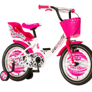 Bicikl kids visitor dalmatian 16" 8" v-brake  kontra 105-125cm (16") belo roze